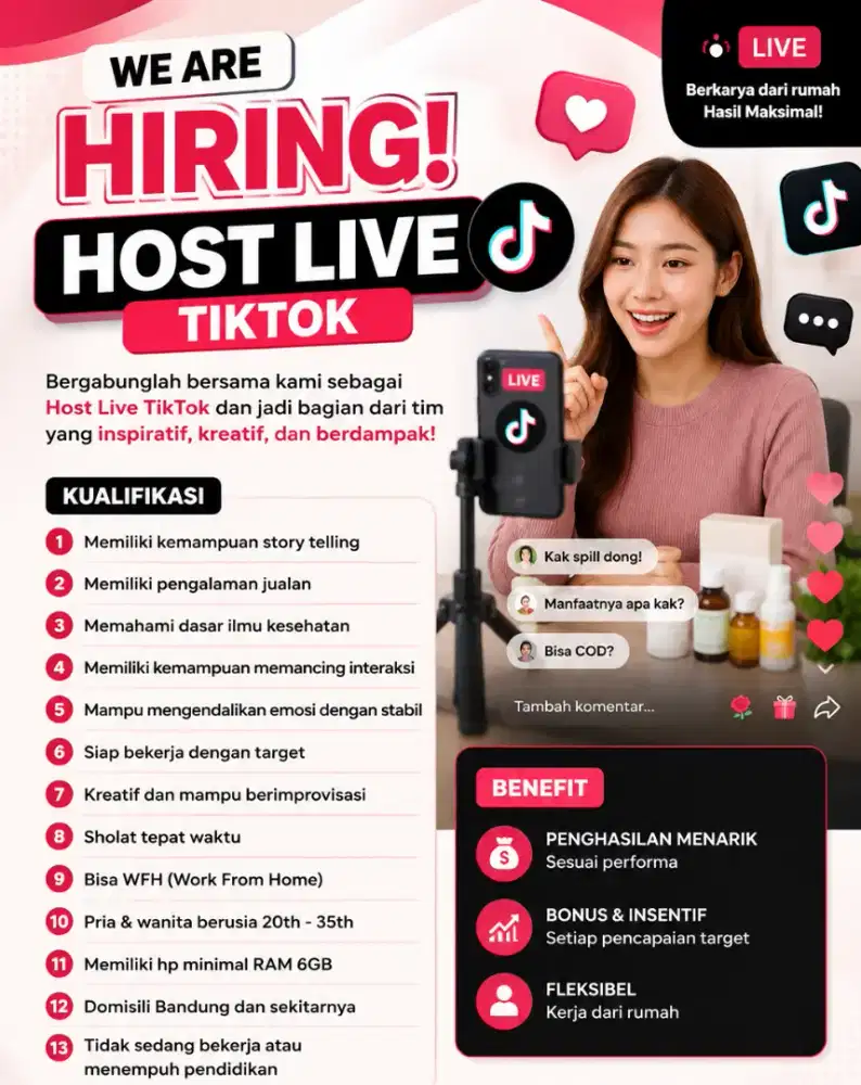 DIBUTUHKAN SEGERA 2 LAGI ORANG HOST LIVE