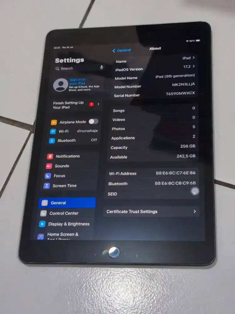 Ipad air gen 9 256gb