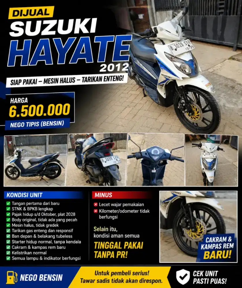 HAYATE 2012 ORI PAJAK HIDUP