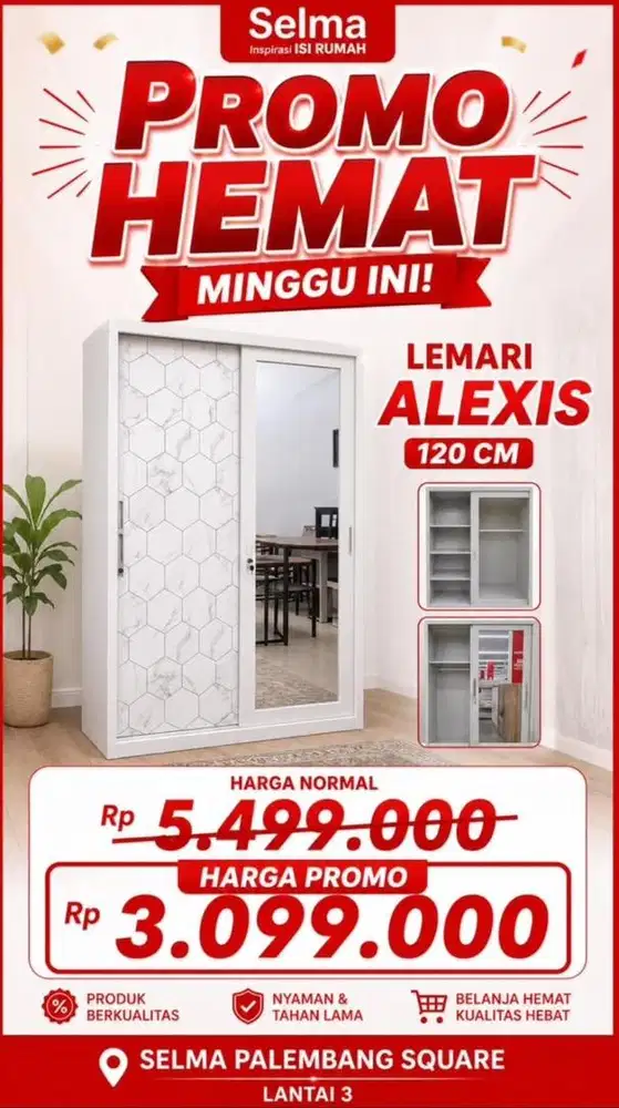 Promo Cicilan By Homecredit Lemari Alexis 120cm