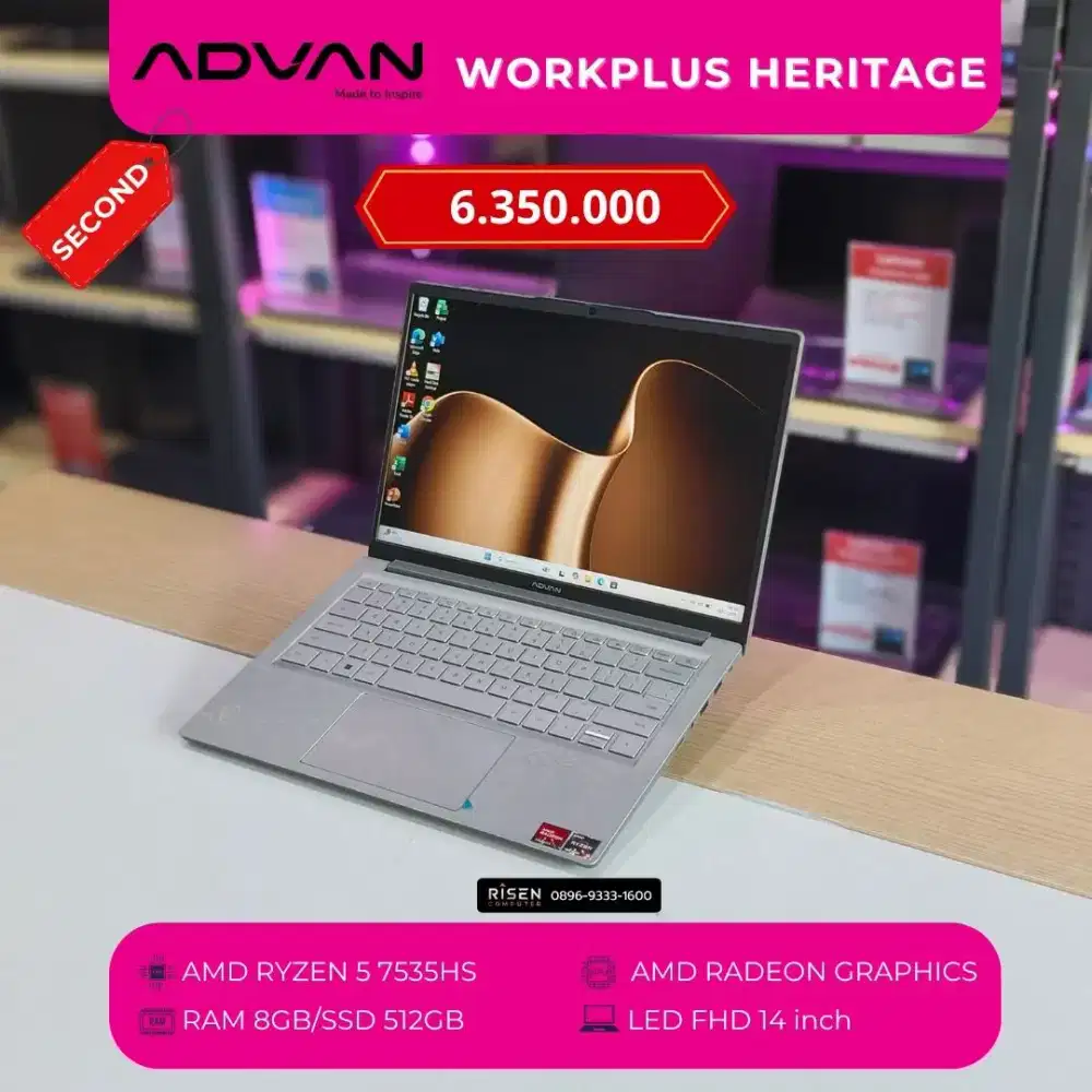 ADVAN WORKPLUS HERITAGE AMD RYZEN 5-7535HS RAM 8GB SSD 512GB FHD14inch