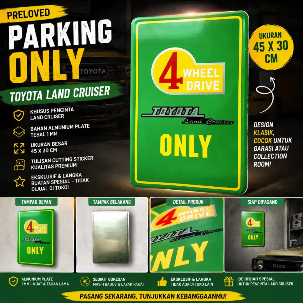 ONLY TOYOTA LAND CRUISER 45X30 CM ALMUNIUM PLATE PRELOVED
