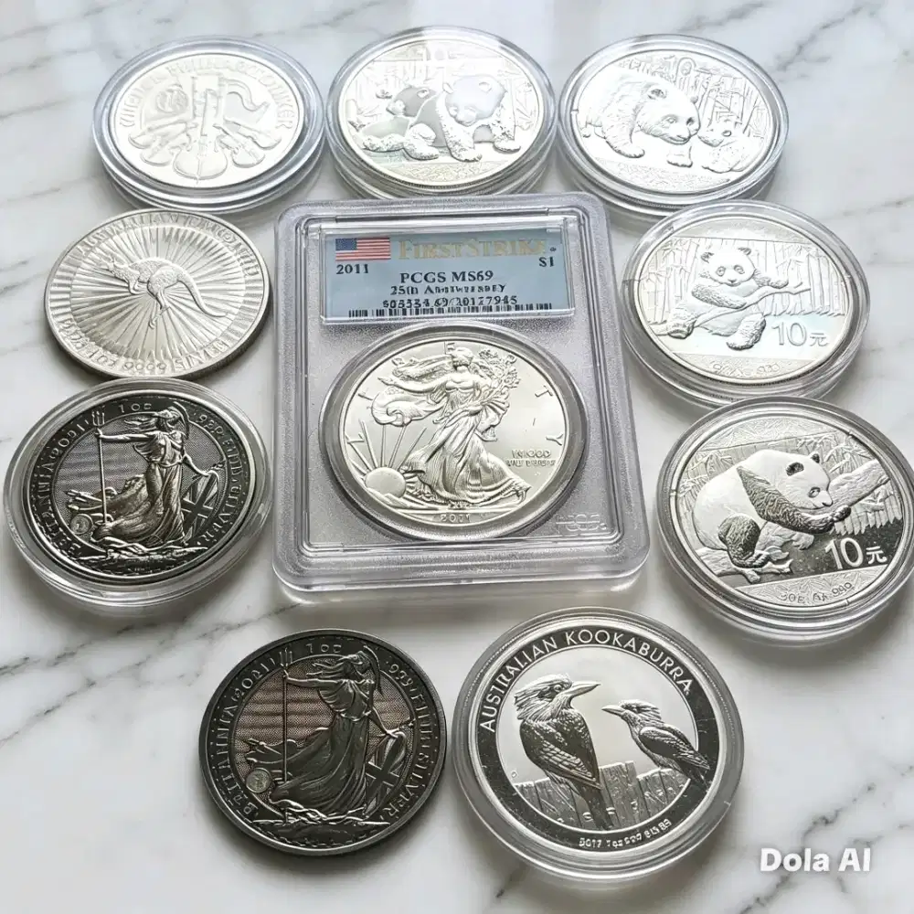 Jual Koin Perak murni, total 10 oz