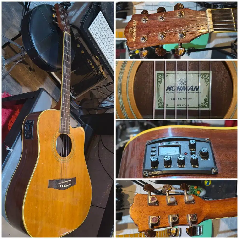 Gitar Akustik Elektrik Top Solid Cut-way Tuner Tanam Baja Nohman Korea