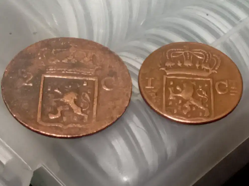 1 set (2 keping) koin cent neder indie th 1834 V & 1838 J