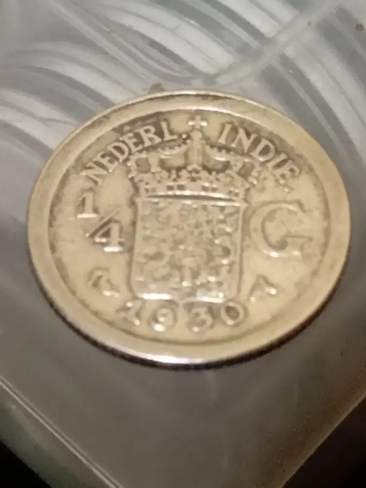 Koin perak nederl indie 1/4 G th. 1930