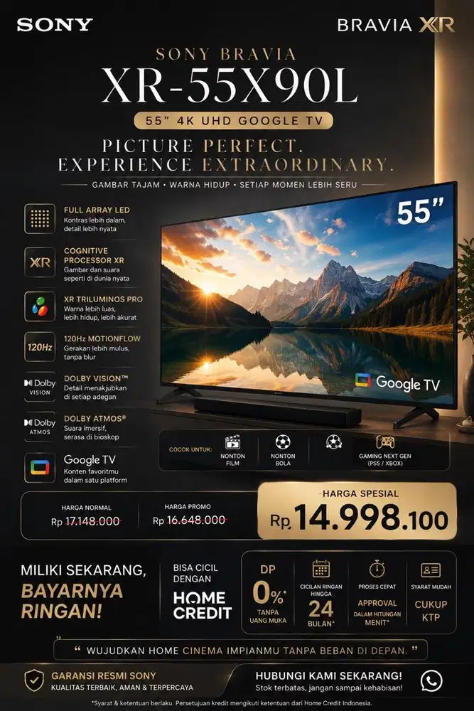 TV SONY BRAVIA | DP 0% pakai home credit