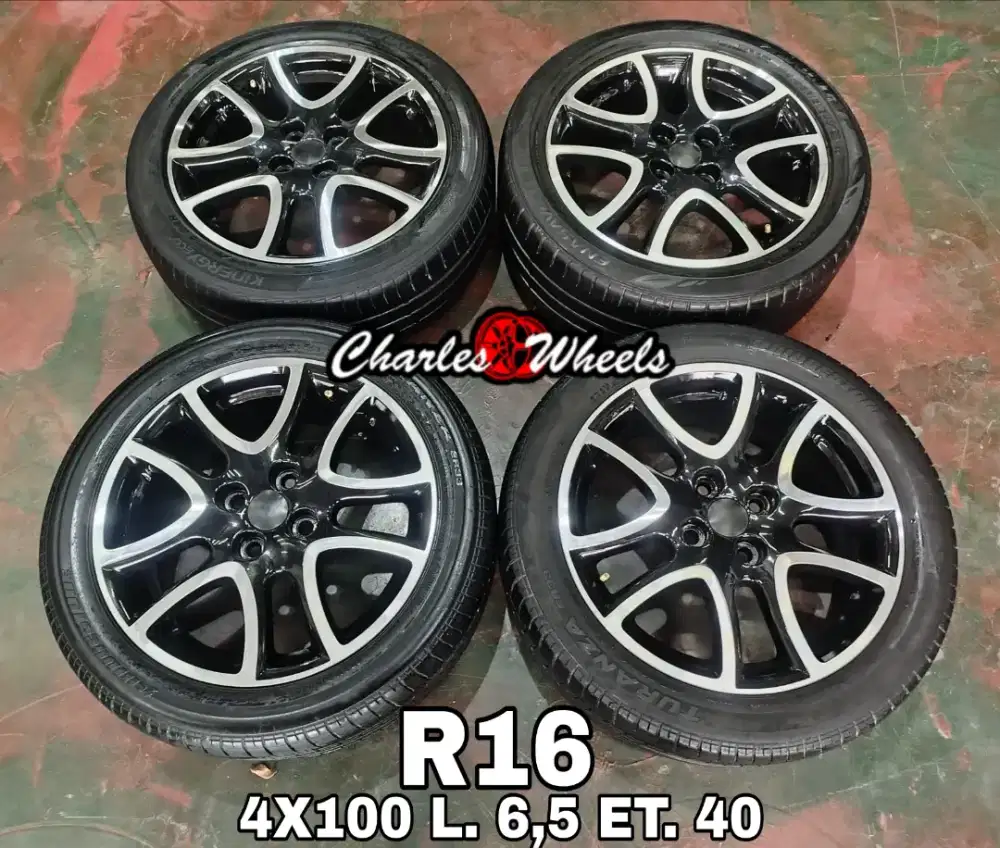 Jual velg + ban oem mazda r16 4x100 brio agya ayla sigra dll
