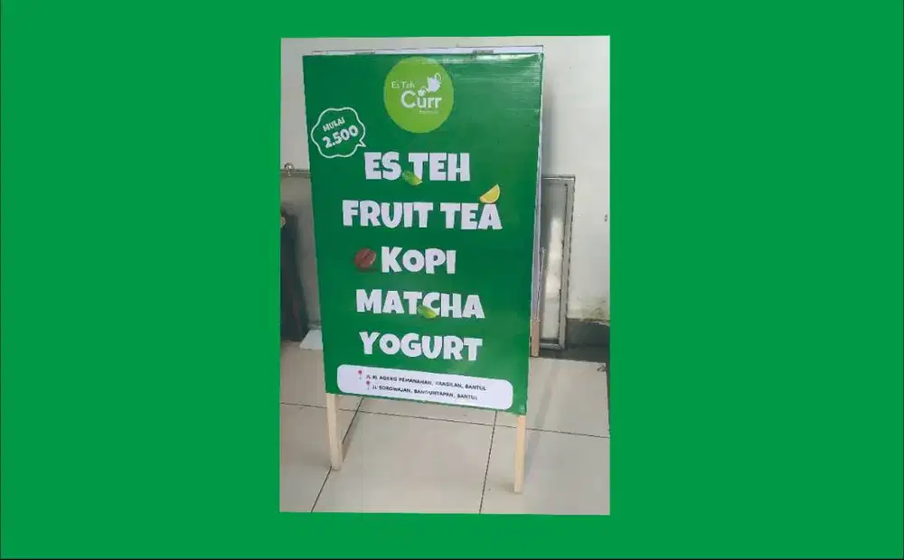 Standing Banner Segitiga, Banner, Neon Box, Papan Nama, Brosur, Nota