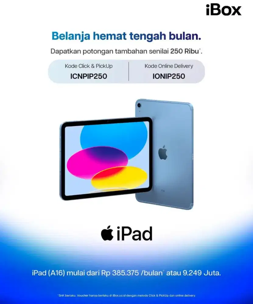 IPAD A16 , IPAD AIR GEN 11 , IPAD AIR PRO NEW IBOX BISA KREDIT DAN TT