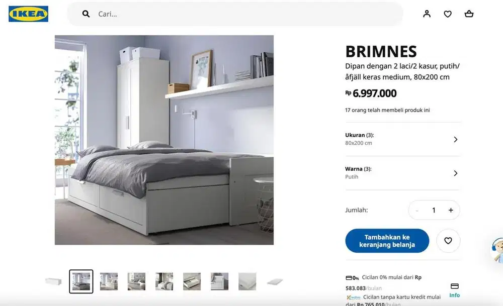 FULL SET KASUR TIDUR IKEA BRIMNES EXPANDABLE