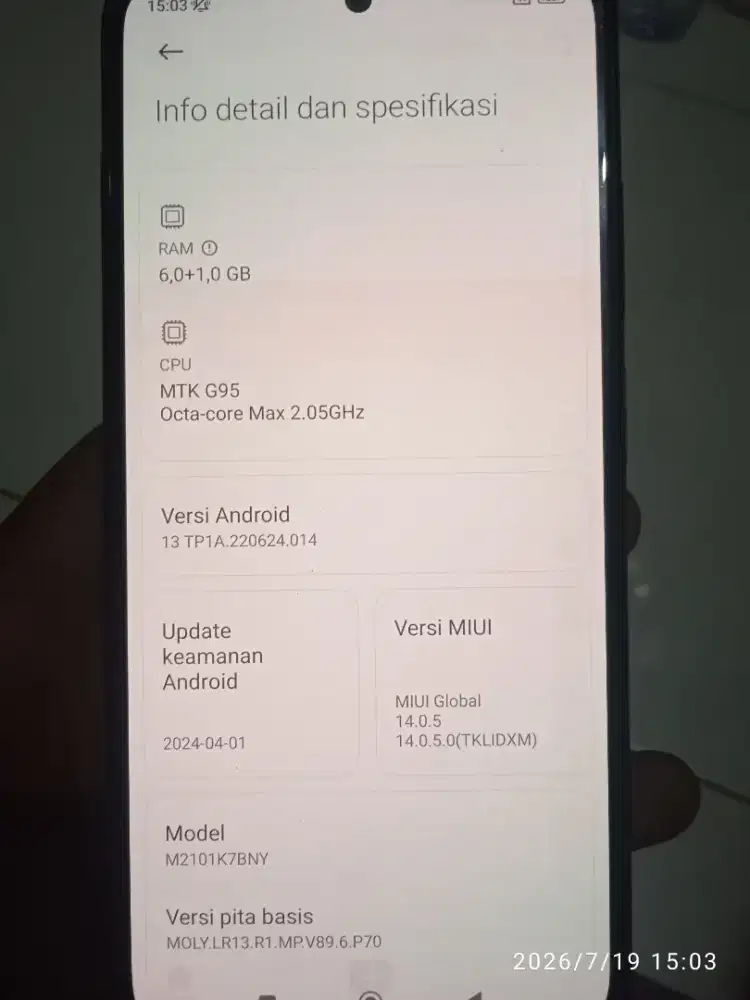 Redmi note 10s 6+1/64