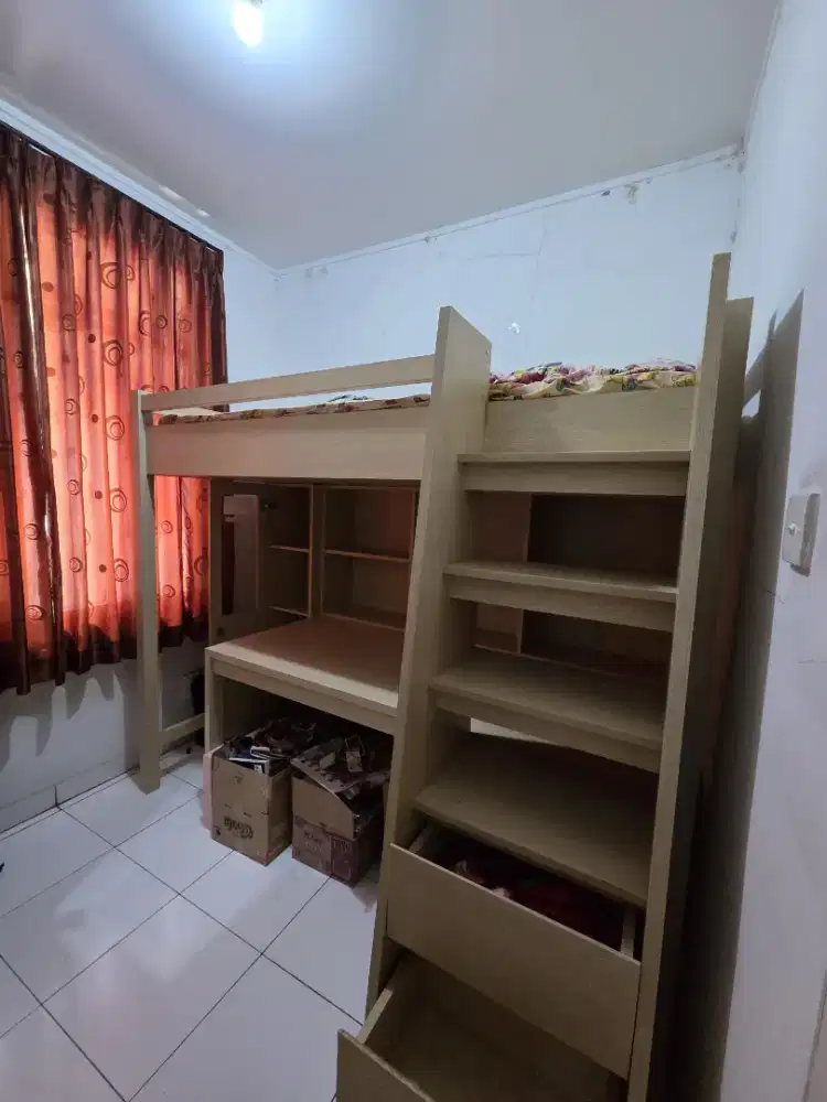 3 IN 1 Tempat Tidur Bertingkat (Termasuk Rak & Meja Belajar)