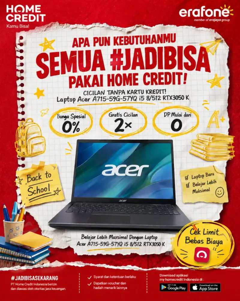 PROMO KREDIT LAPTOP ACER A715-59G-57YQ i5 8/512 RTX3050 K TERMURAH