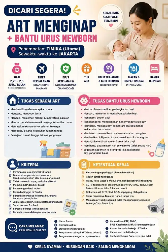 ART Menginap + Urus Newborn