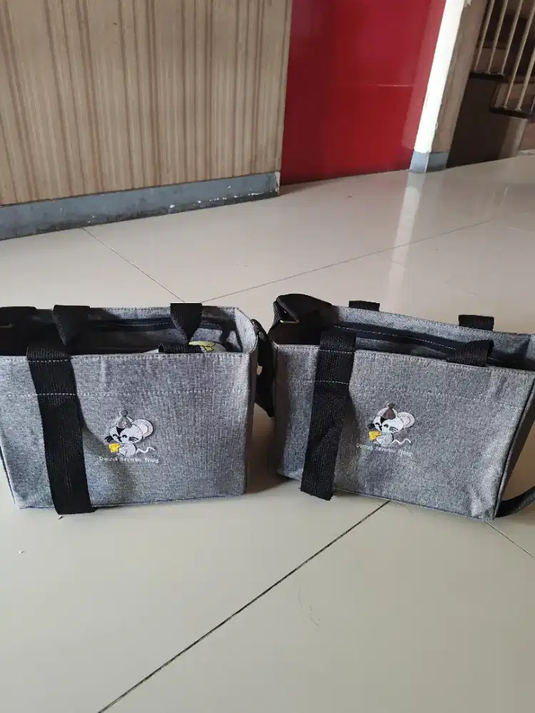 Tas Bekal Anak Grey Canvas