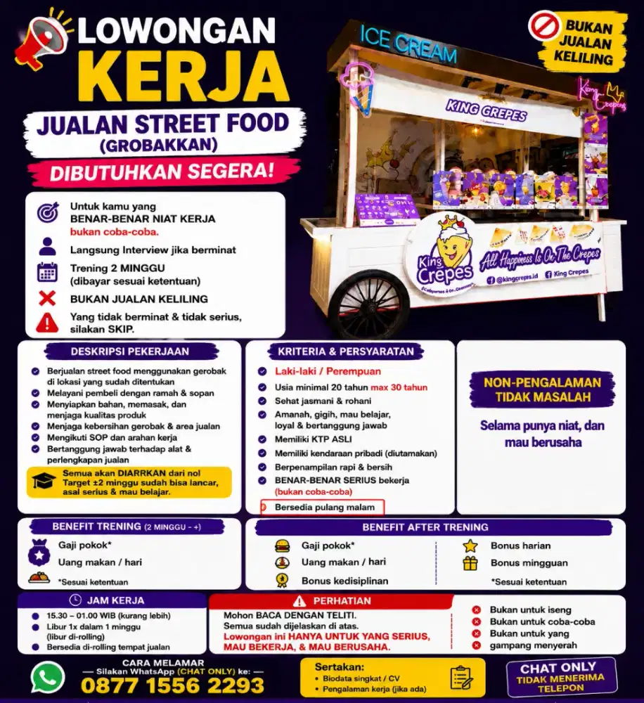 LOWONGAN KERJA KULINER GROBAKKAN STREET FOOD