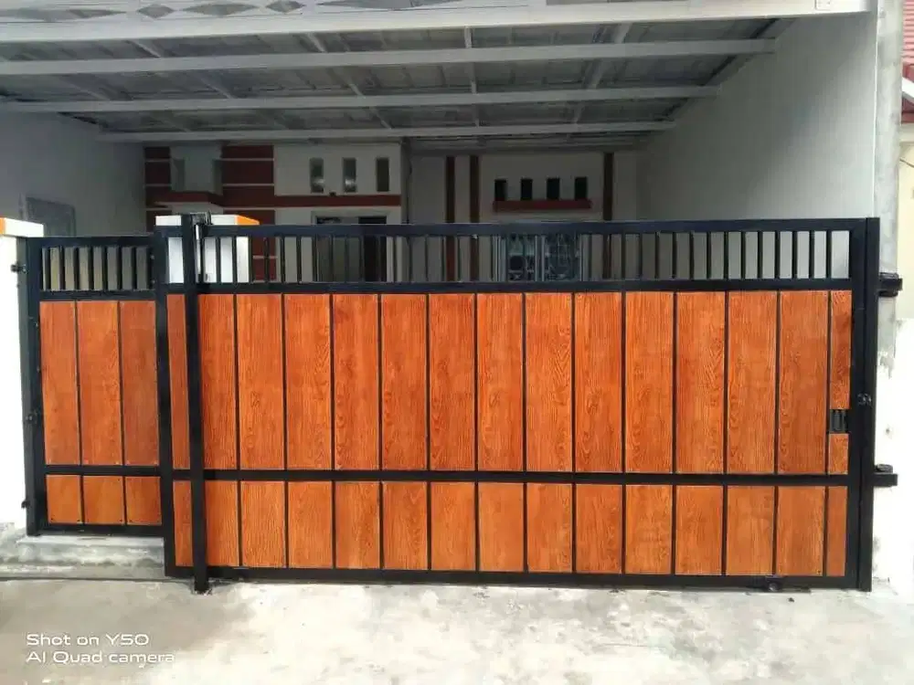 pintu pagar grc motif kayu