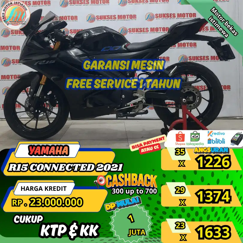 YAMAHA R15 CON 2021 V4 ANGSURAN TERMURAH SYRT KTP&KK (SUKSESMOTOR)
