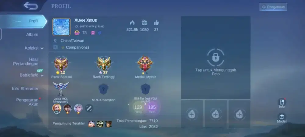Jual akun Mobile legends