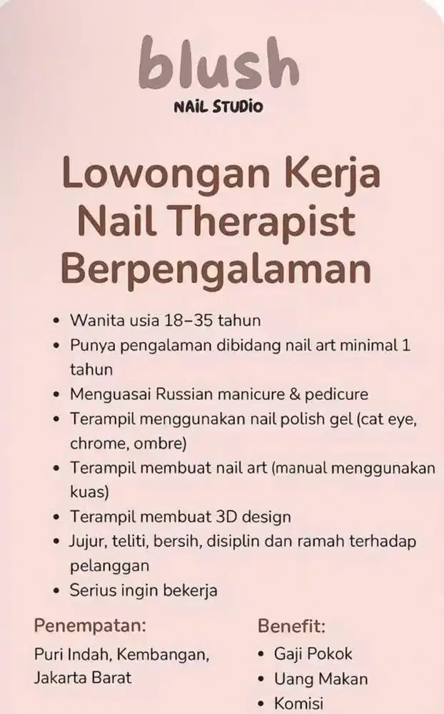 Lowongan Kerja Nail Therapist