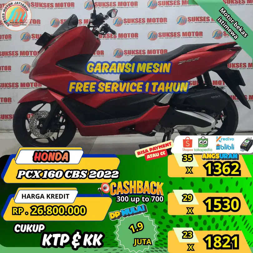 HONDA PCX 160 CBS 2022 ANGSURAN TERMURAH SYRT KTP&KK (SUKSESMOTOR)