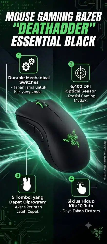 Mouse RAZER deathhadder black  essential  (2x pakai)