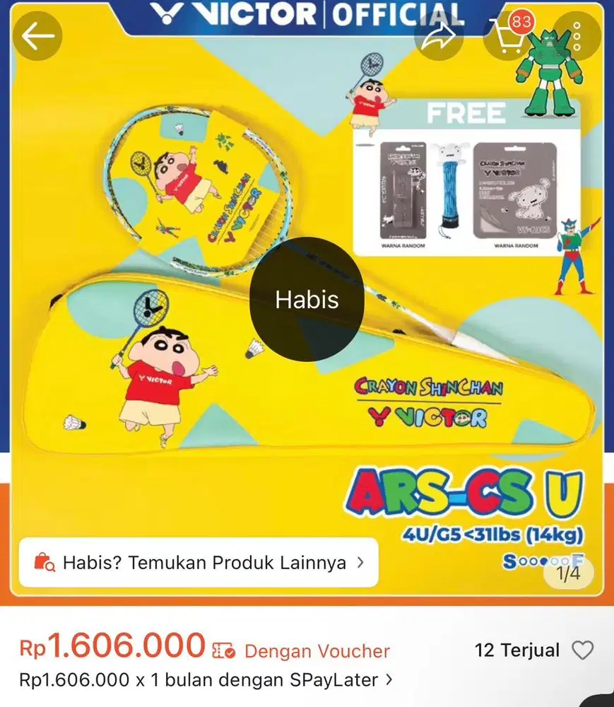 ORIGINAL Raket Badminton Limited Edition VICTOR X Crayon Shinchan