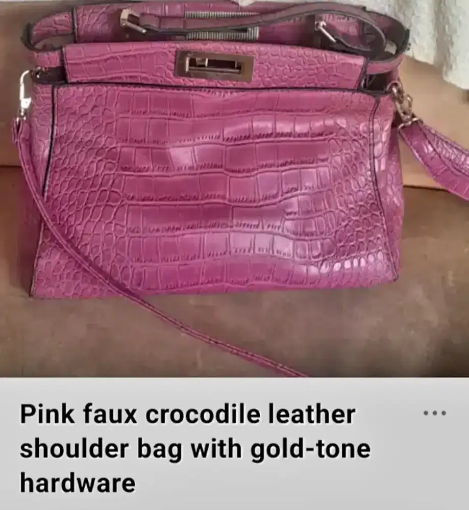 Dijual Cepat **Tas Pink Faux Crocodile Leather**