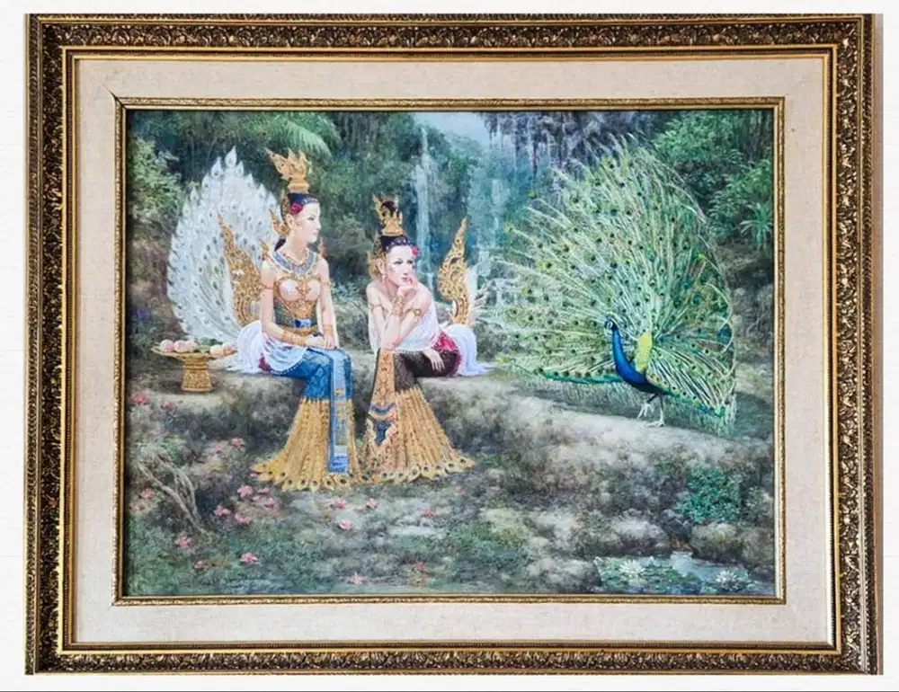 Oil painting from Thailand 115cm × 95cm with wooden frame