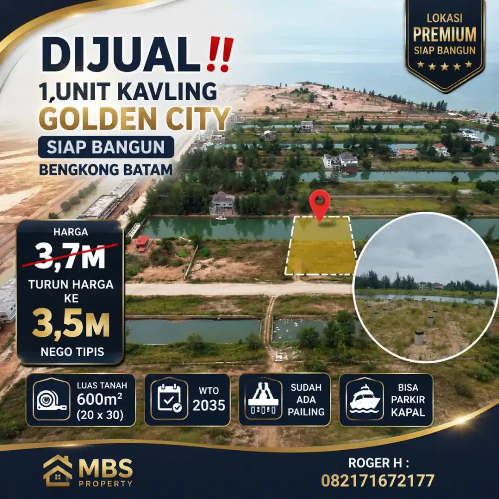 DIJUAL
1Unit Kavling Golden City Siap Bangun Bengkong Batam