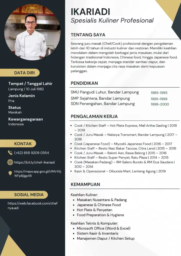 Mencari perkerjaan sebagai tukang masak