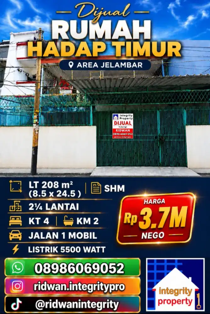 IP3149: Rumah Hadap Timur Area Jelambar