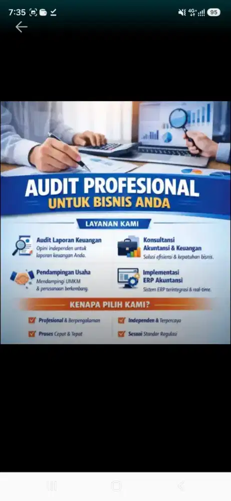 Jasa akuntan untuk susun laporan keuangan, audit, dan lainnya