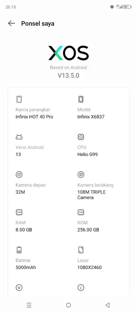 Hot 40 pro 8+5/256gb 108mp orian blm servis