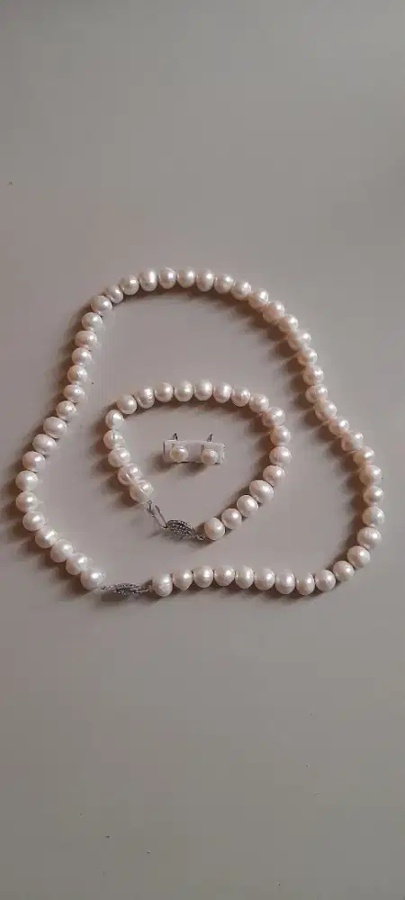 Mutiara air tawar kalung gelang dan anting