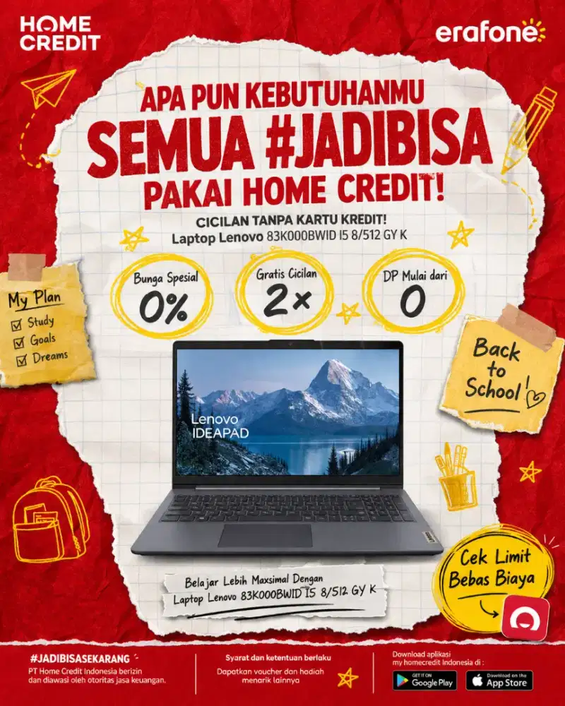 PROMO KREDIT LAPTOP LENOVO 83K000BWID i5 8/512 GY K TERMURAH