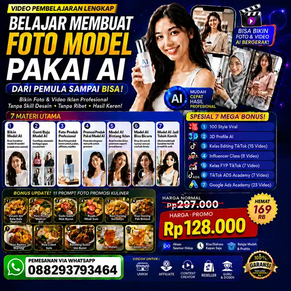 [ Super Premium ] Video Pembelajaran Membuat Foto Model Pakai AI