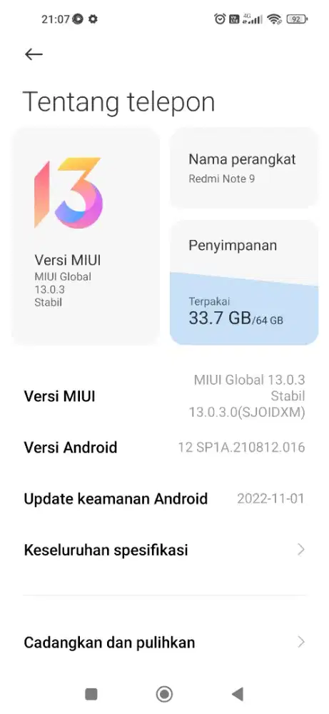 Harga tinggi angkut redmi not 9 mulus 99%