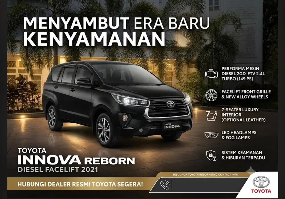 DP 25 Toyota New Innova Reborn Diesel G 2.4 MT Manual Thn 2021 BG Kota