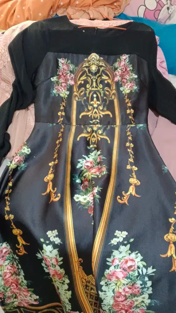 Long dress cantik hitam uk s