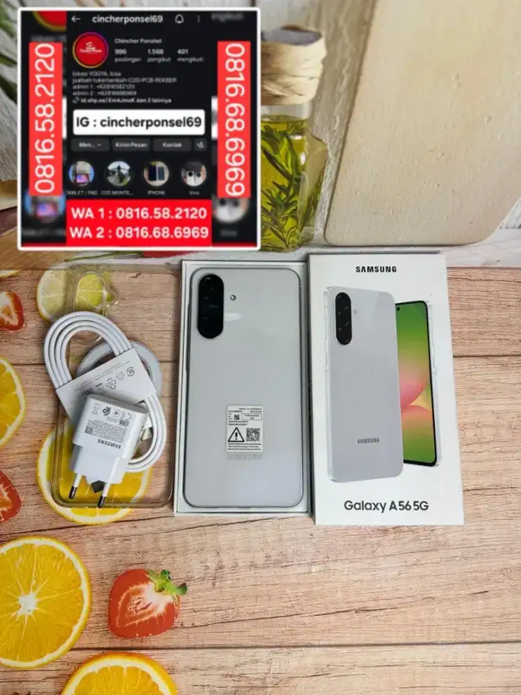 Jual hp LIKENEW SAMSUNG A56 5g 8/256 istimewa grns 10 26 free adaptor