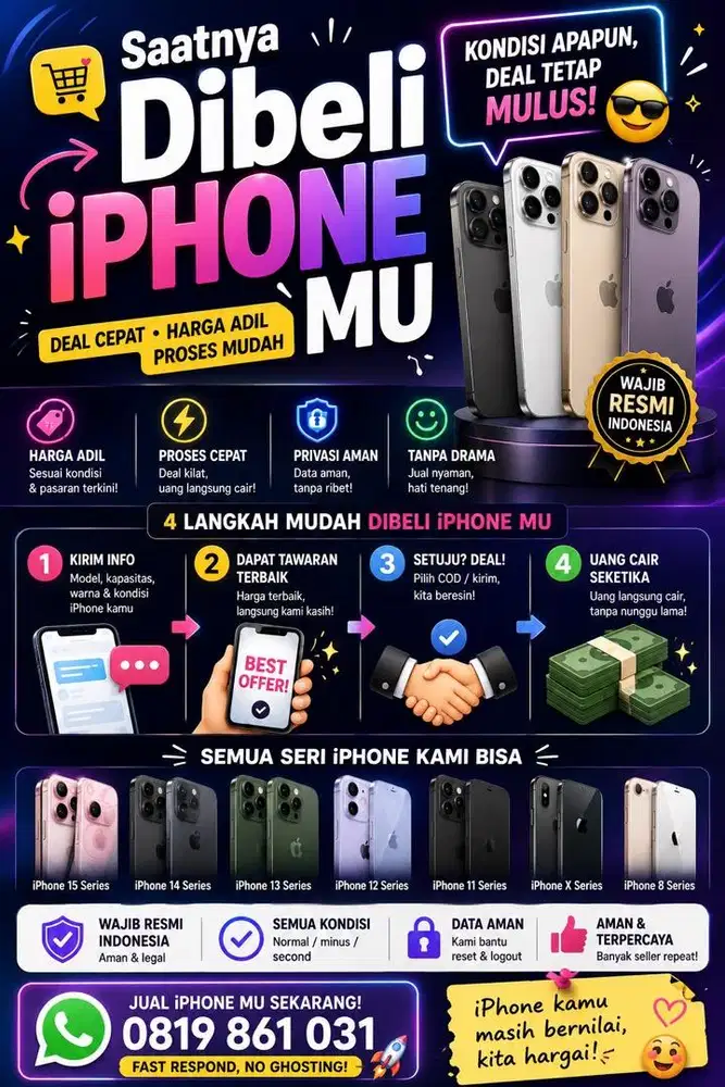 Dibeli ditampung iPhone resmi dengan harga tinggi semua tipe