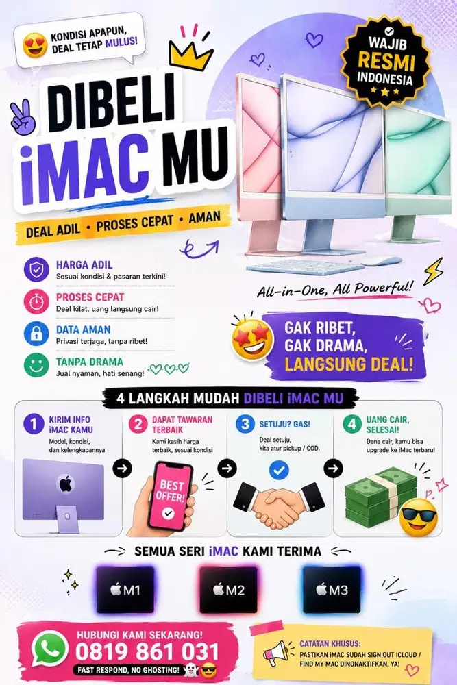 Dibeli semua imac 24 inch M1 M3 M4 harga tinggi