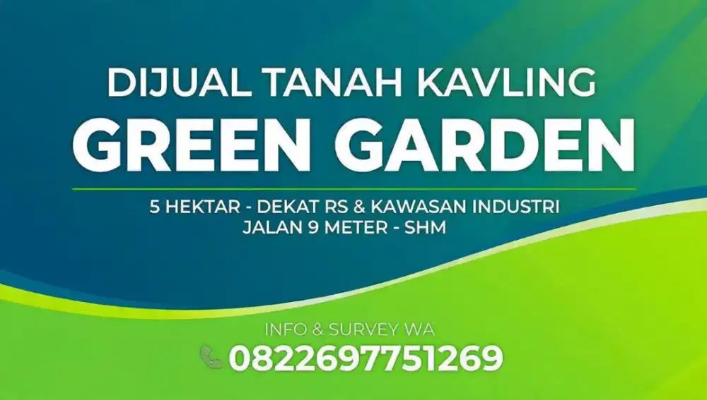 Dijual tanah kavling GREEN GARDEN luas  5 hektar
