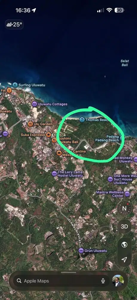 Dicari tanah uluwatu padang padang beach