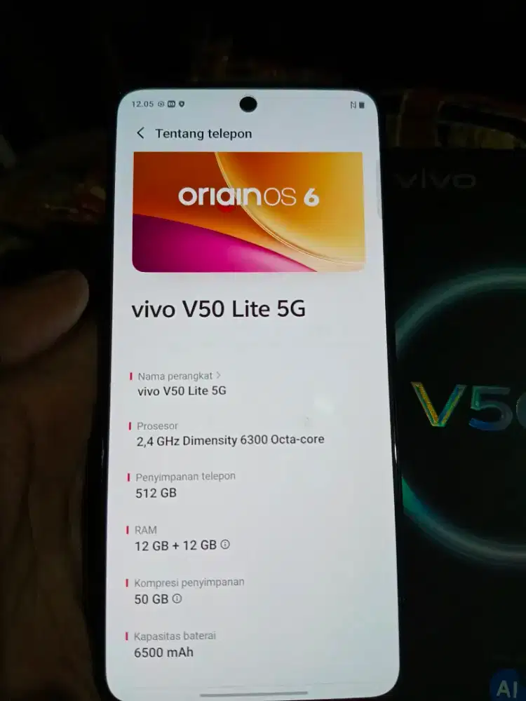 Vivo V50 Lite 5G Ram 12+12/512gb istimewa fullset original