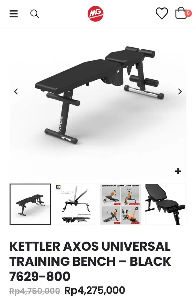 KETTLER AXOS UNIVERSAL TRAINING BENCH - GYM BENCH MURAH ORIGINAL