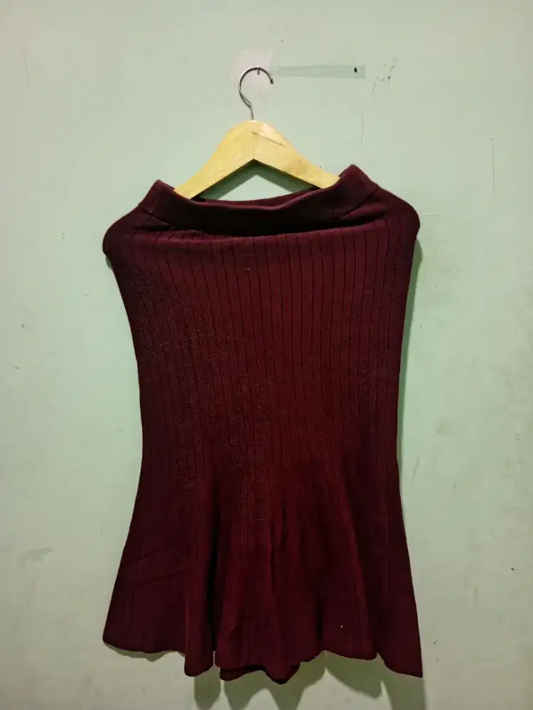 Rok Plisket merah Panjang Wanita Hitam Model Mayung Premium
