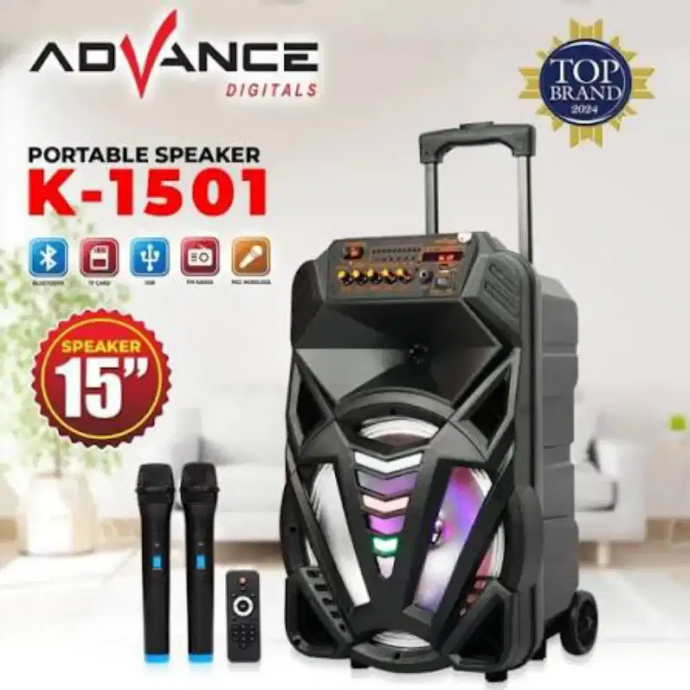 Speaker Advance 15inci k1501 2mic wireless